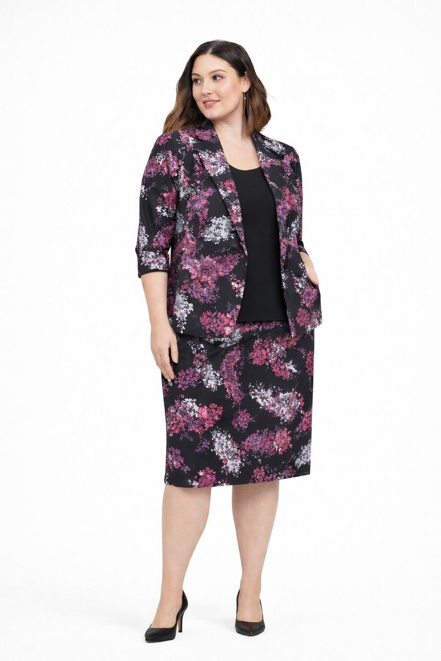 Lane Bryant Floral Suit Set 22W Blazer 20W Skirt NWT Pink Black Crepe Jacket